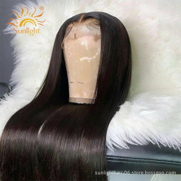 Sunlight Virgin Already Made Wigs Peruvian 10a Lace Brazilian Swiss Front Bone Straight Human Hair Wig